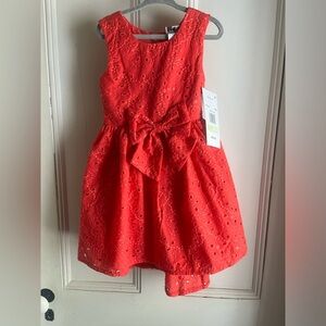 Beautiful bright coral eyelet high/low dress. 4t